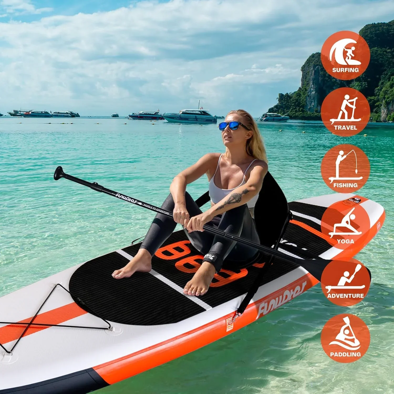 FunWater Inflatable Stand Up Paddle Board, 11 ft x 32 in x 6 in - SUP Paddle Accessories - Image 49 FunWater Inflatable Stand Up Paddle Board, 11 ft x 32 in x 6 in - SUP Paddle Accessories - Image 49