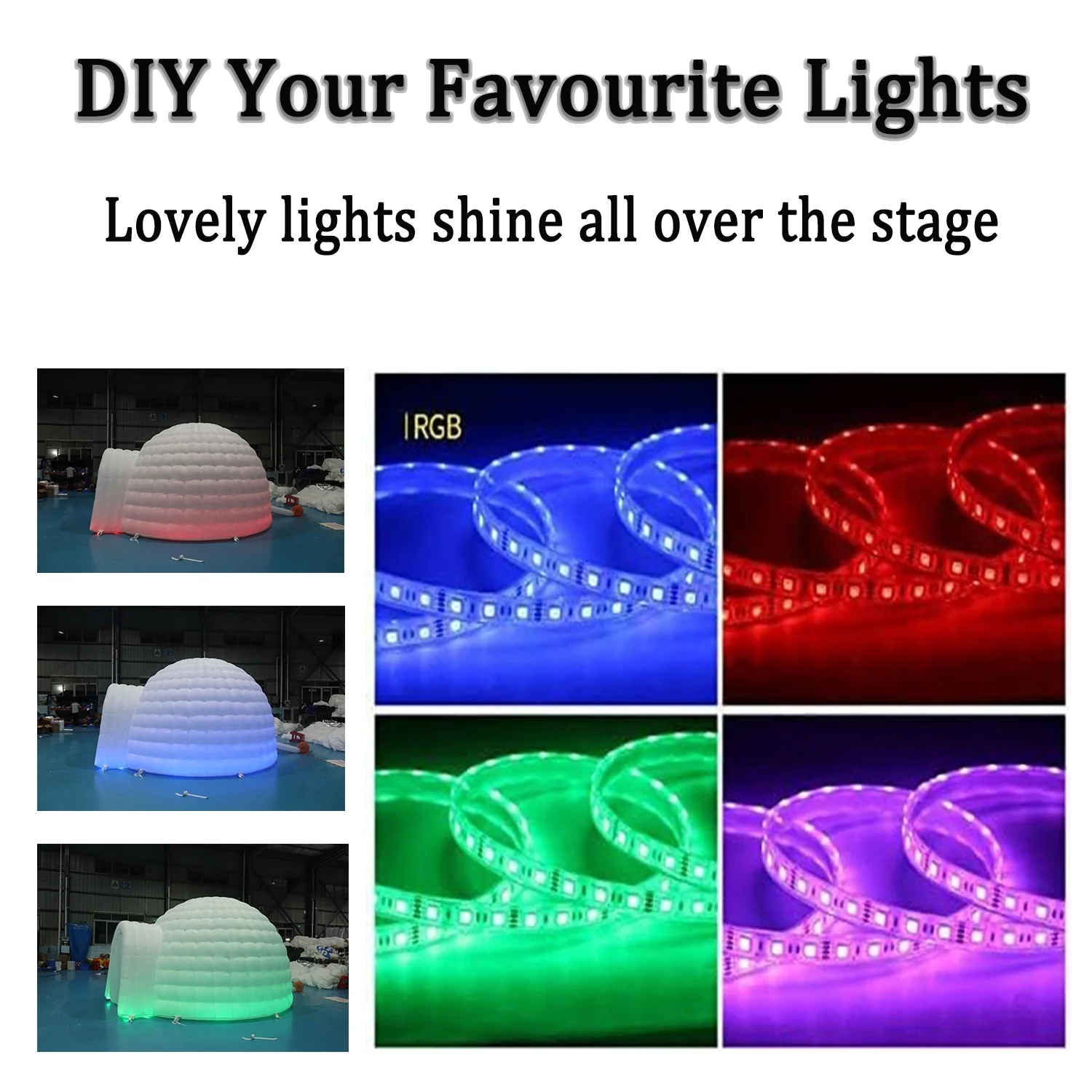 SAYOK 16.4ft Inflatable Igloo Dome Tent with LED Lgith Protable White Nightclub Tent for Party Wedding Event - Image 9