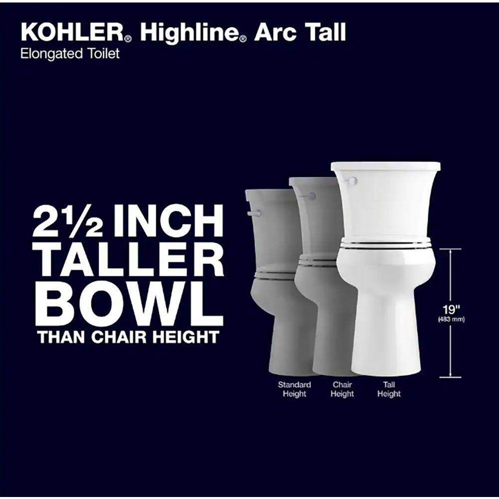Highline Arc Extra Tall Elongated Toilet 1.28 GPF White with Seat