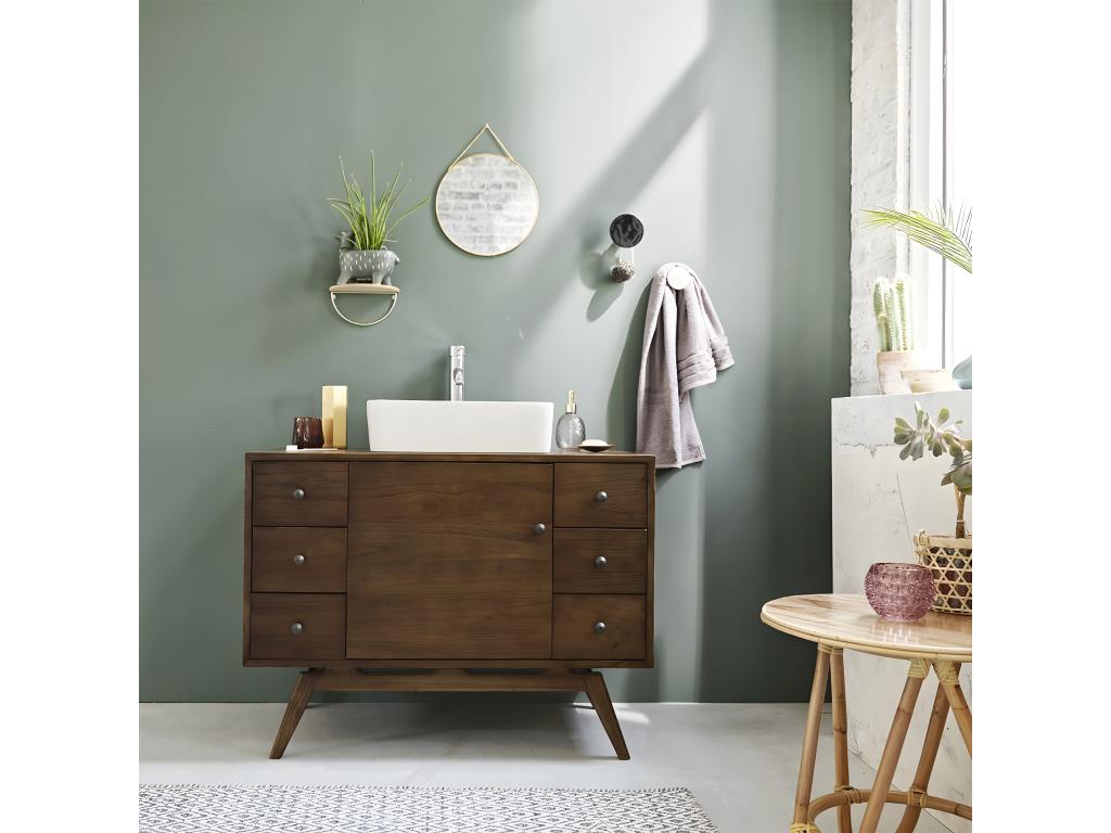 Mueble de baño de madera de mindi maciza de 100 cm