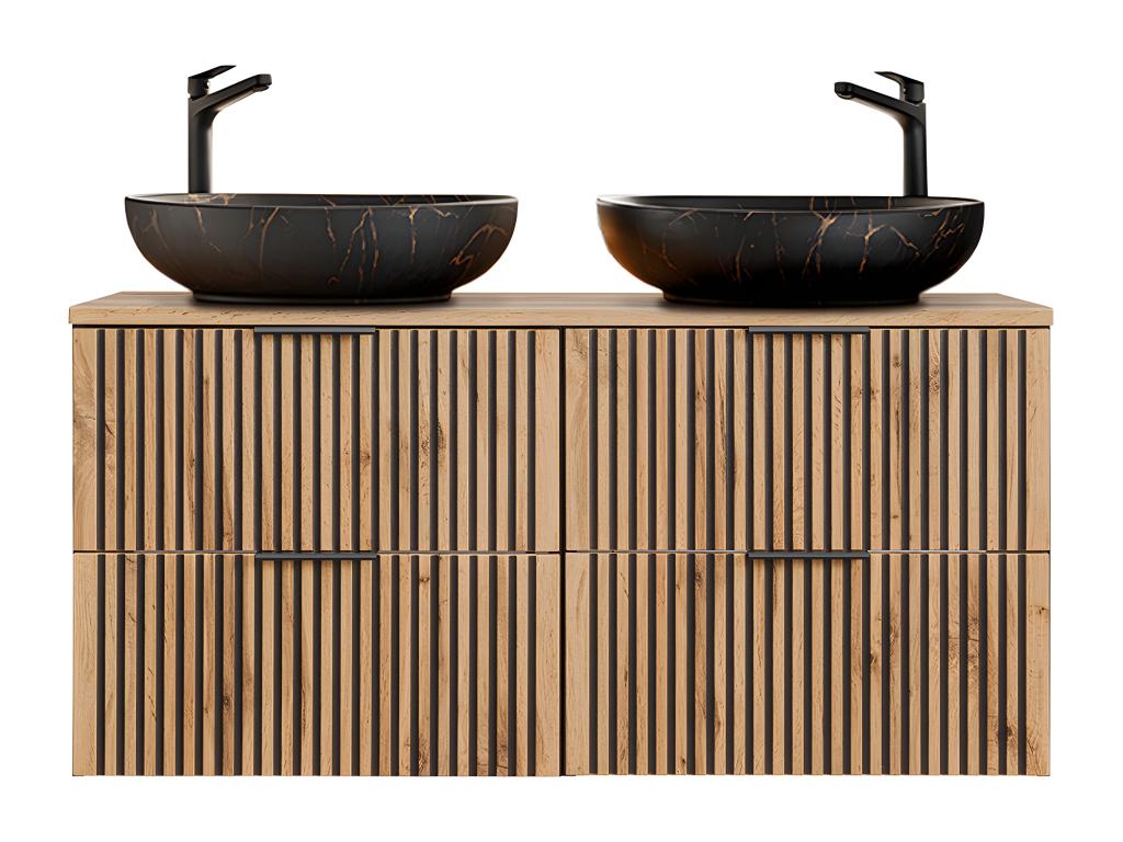 Mueble doble lavabo 120cm Gaia Madera y Negro - Lavabo Negro