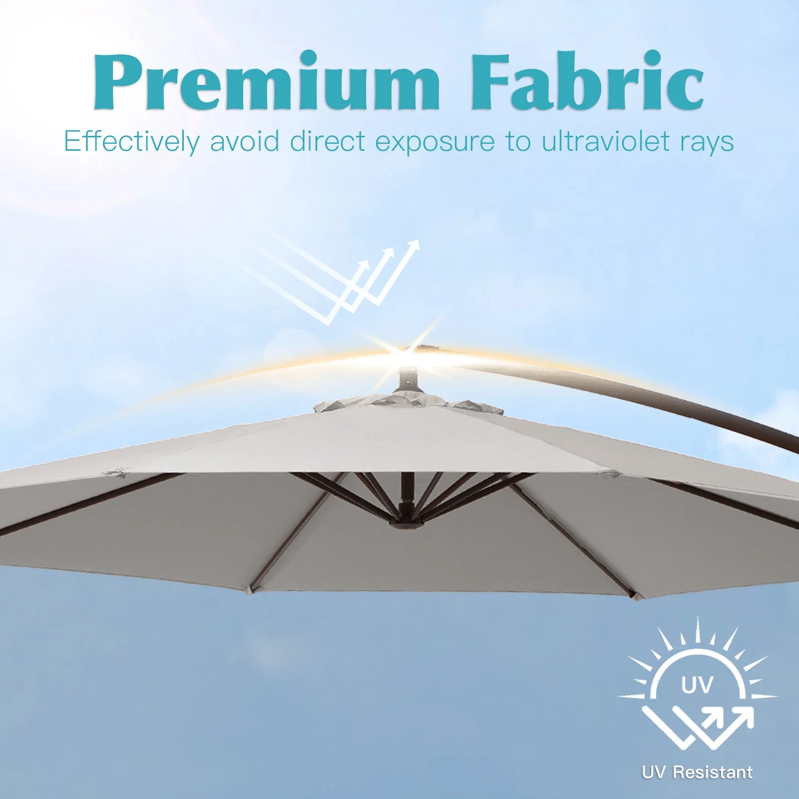 JUSTLET 10ft Heavy Duty Patio Hanging Offset Cantilever Patio Umbrella W/ 4-Piece Base Included Included, Beige