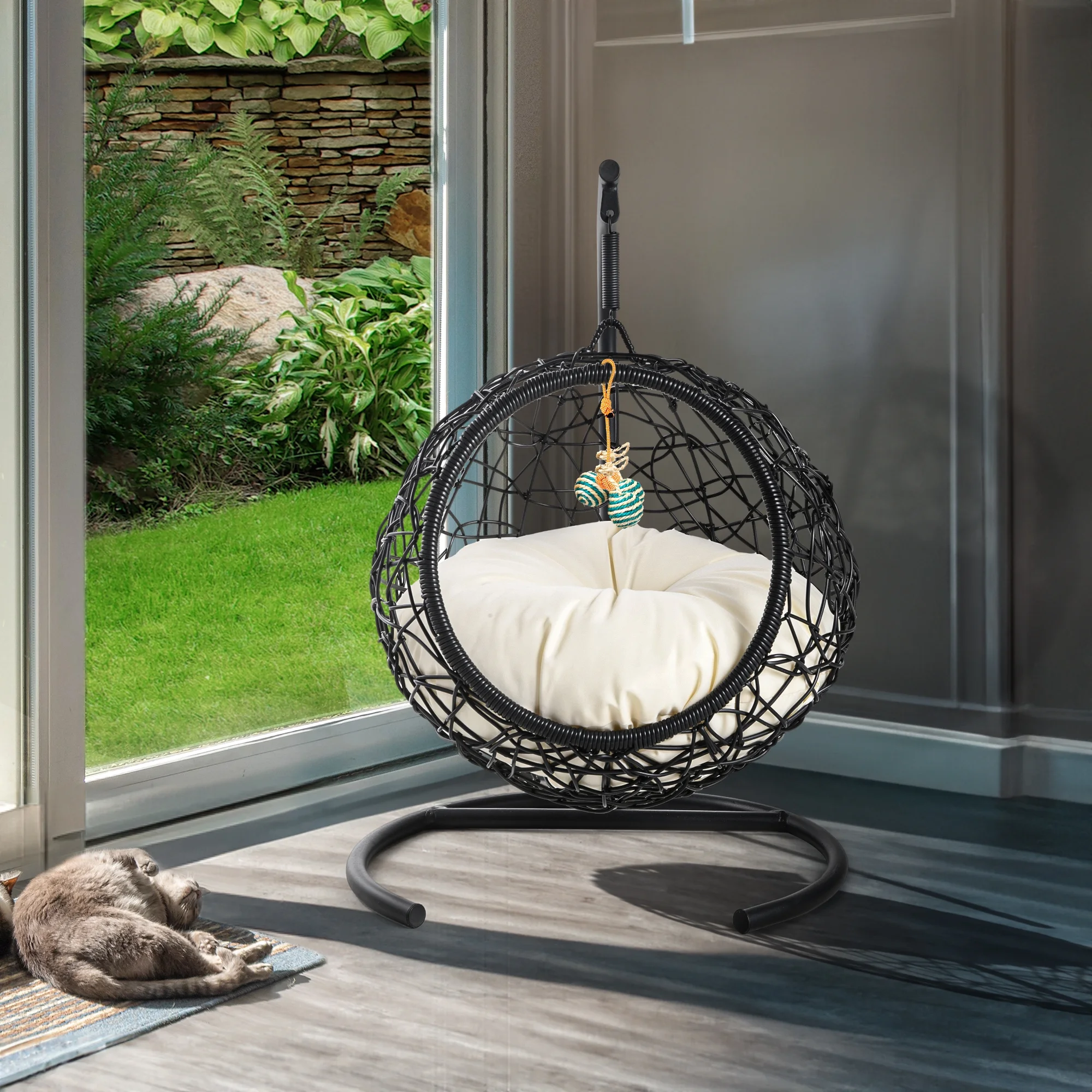 Dextrus Indoor Elevated Cat Bed with Detachable Cushion, Brown Solid - Image 12