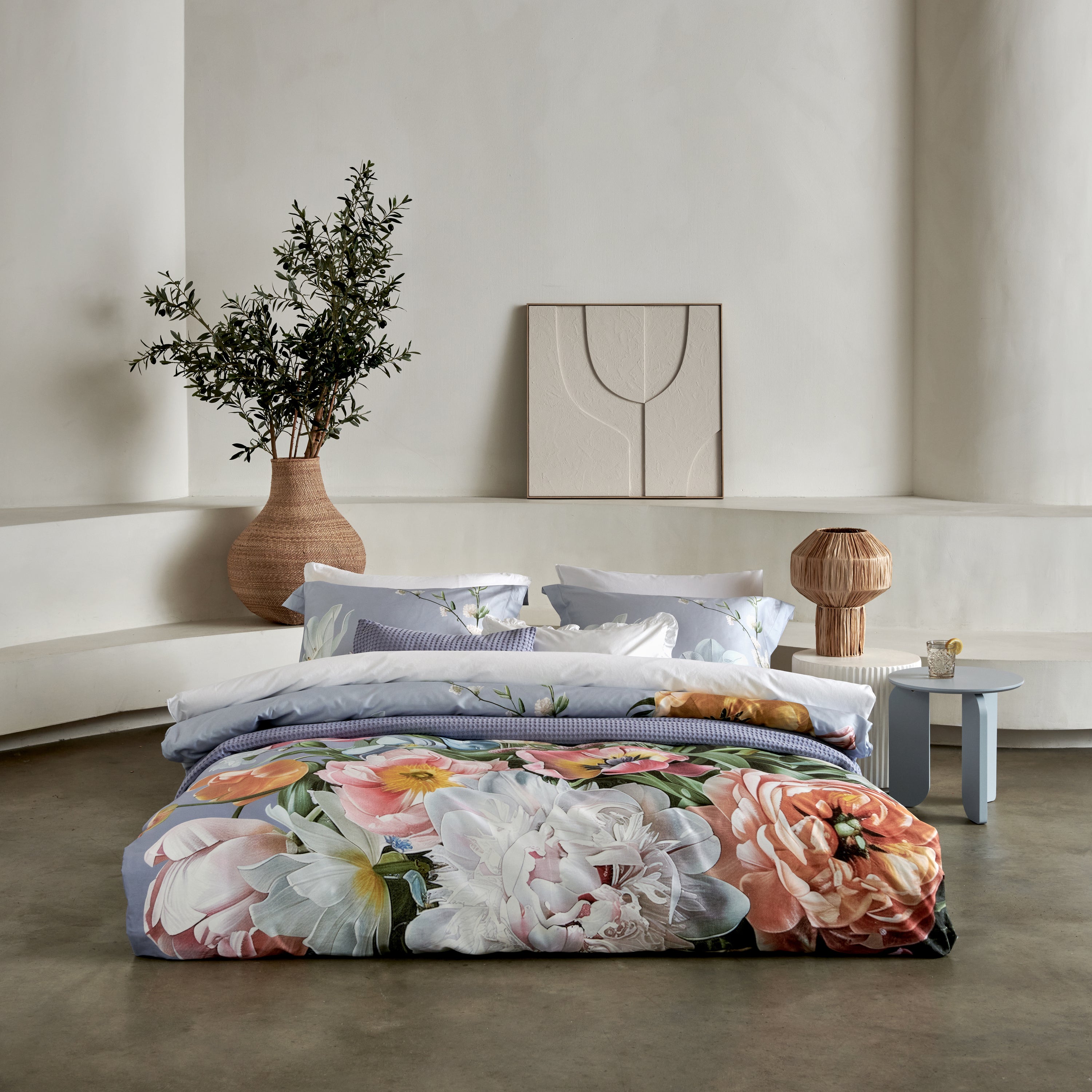 Vandyck Fleur Festive Dekbedovertrek 200x200/220 cm - Lavender Blue