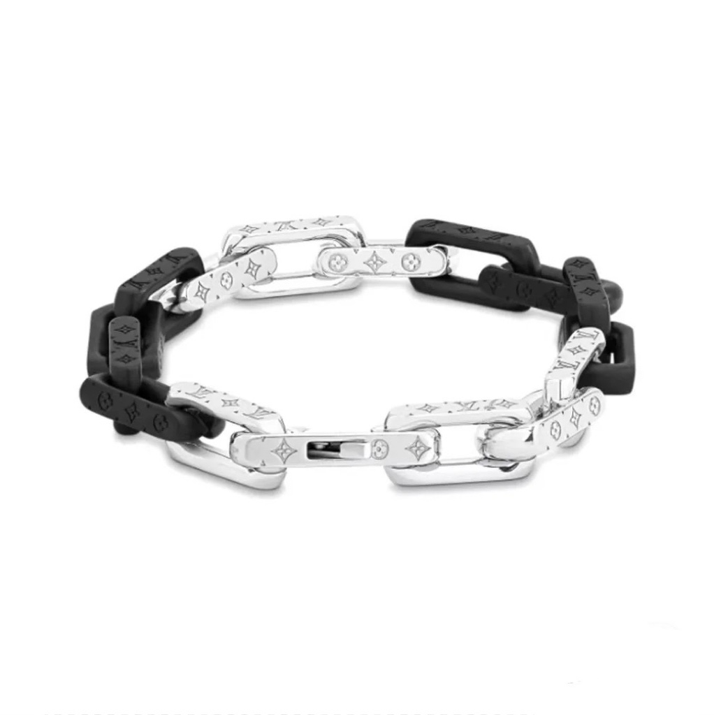 Louis Vuitton Silver and Black Mixed Color Monogram Bracelet - Original Replica Club