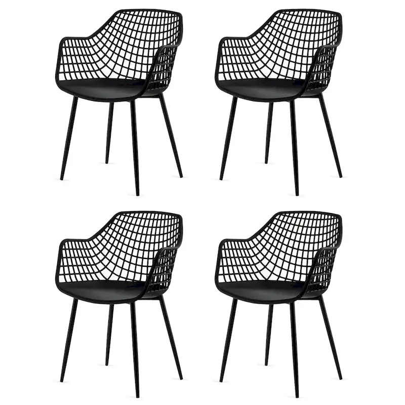 Set of 4 Modern Plastic Shell Dining Chairs with Metal Legs by Costway