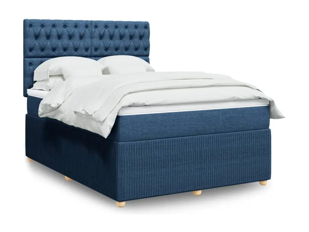 Cama box spring con colchón tela azul 140x200 cm hoe3518829