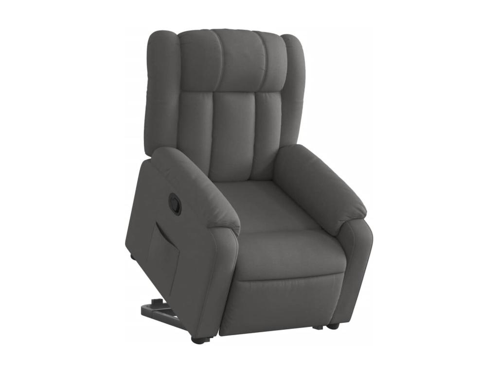Sillón reclinable elevable de tela gris oscuro