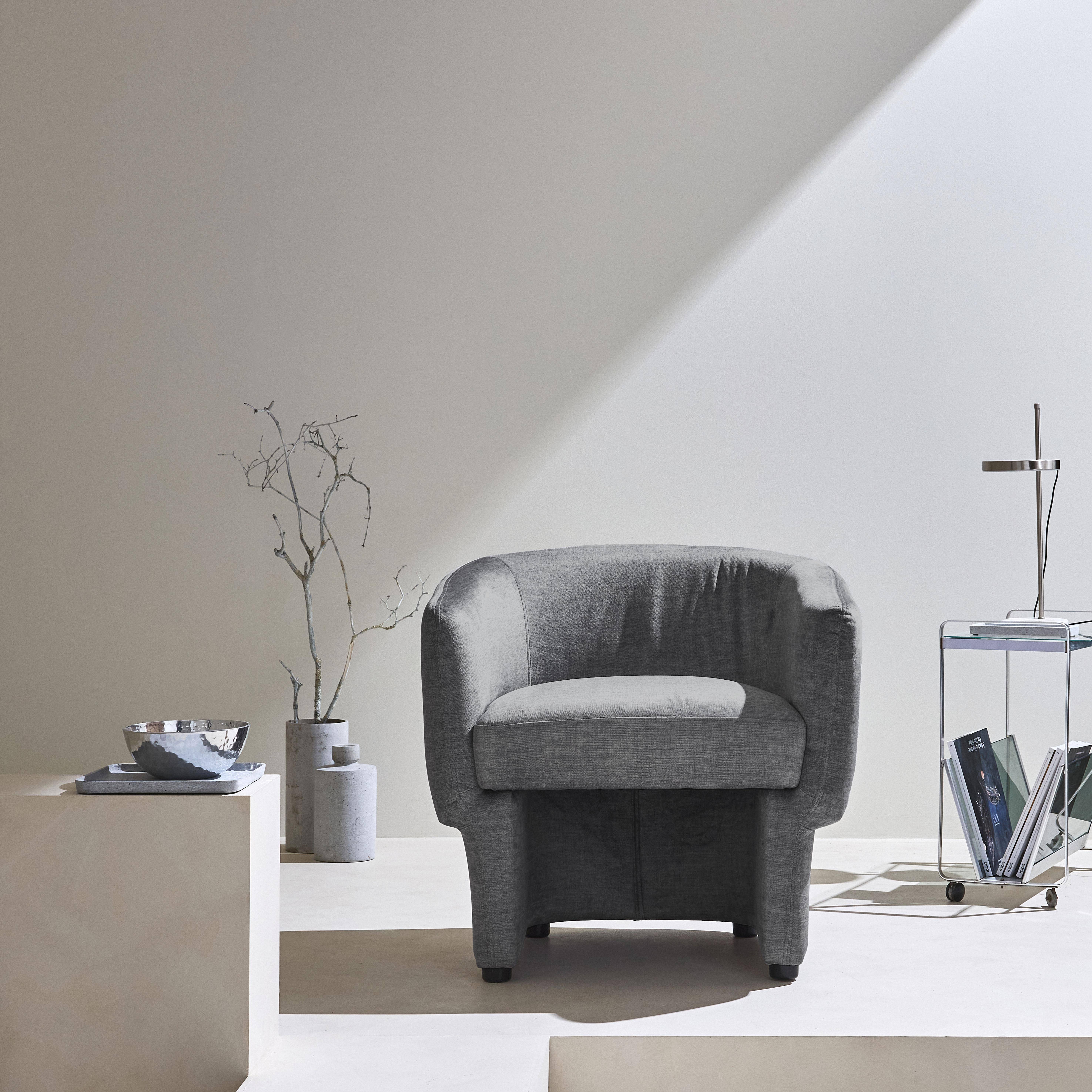Dolce - Sillón de tela con respaldo y base redondeada
