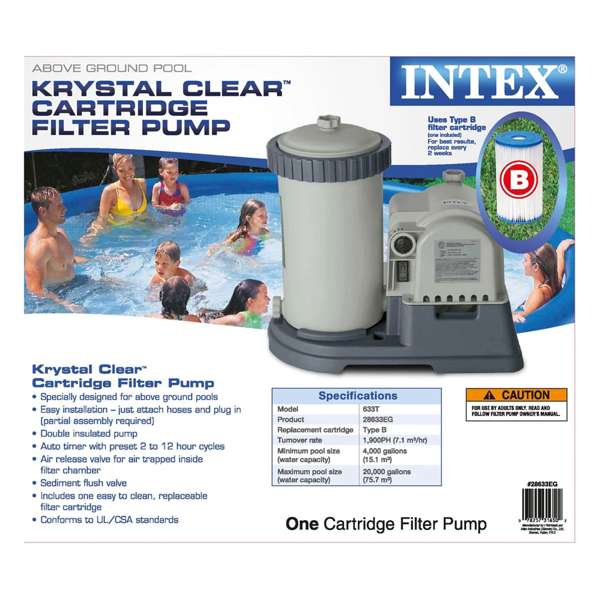 Intex Krystal Clear 2500 GPH Swimming Pool Filter Cartridge Pump With Timer - Image 9