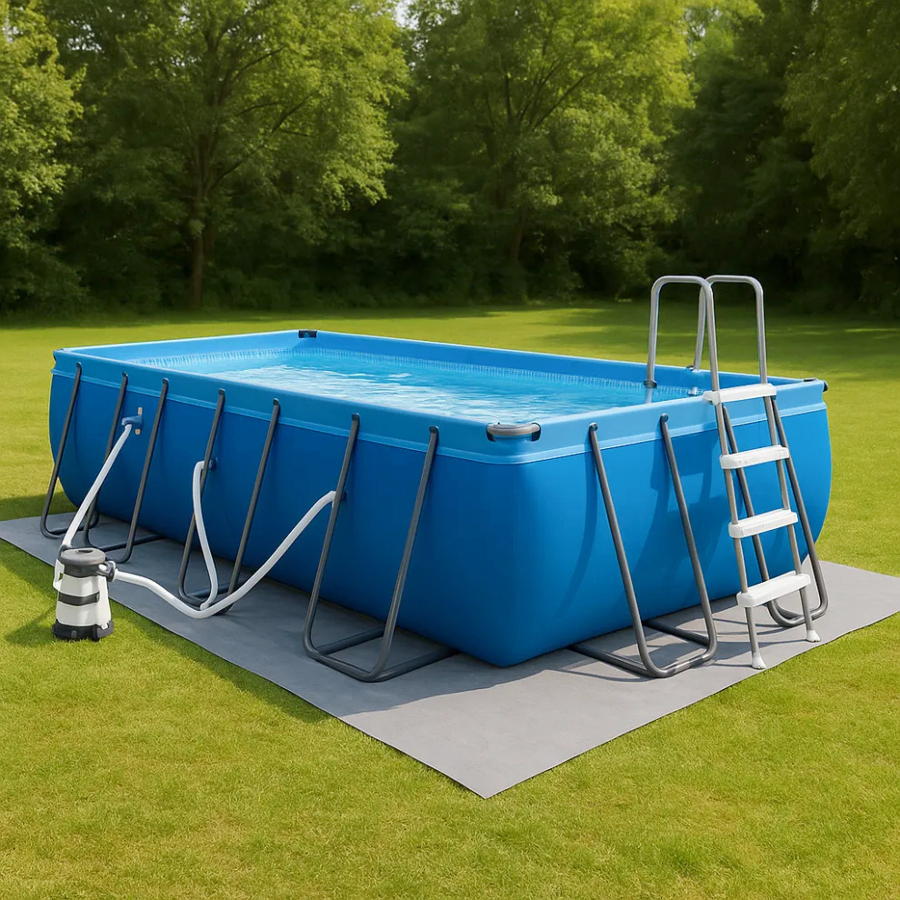 piscina tubular rectangular, piscina desmontable rectangular azul, azul, metal y PVC, jardín y exteriores, 732x366x132 cm dMyqaDz633kj