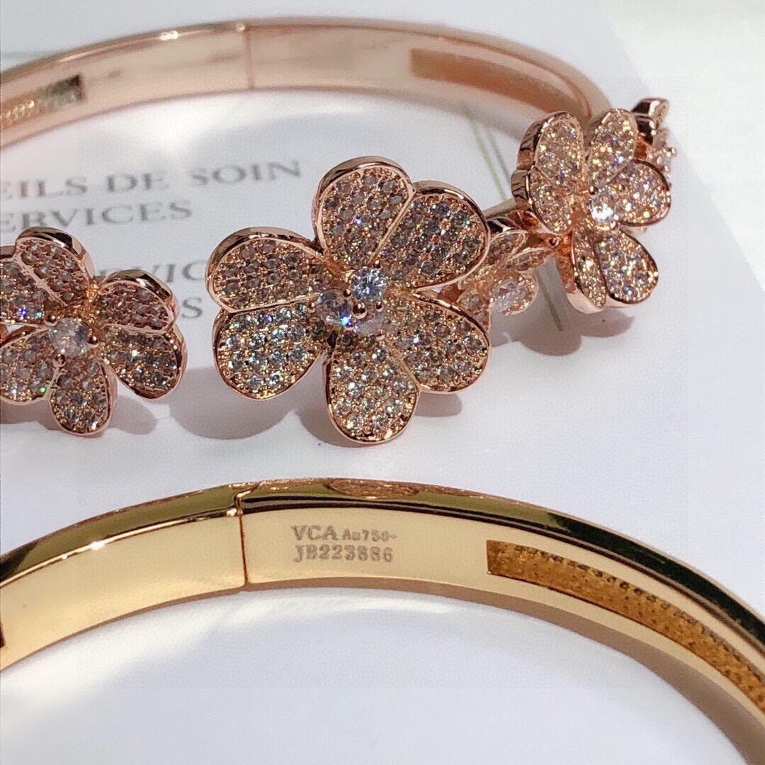 VCA Full Diamond Frivole 7 Flowers Bangle Bracelet - Original Replica Club