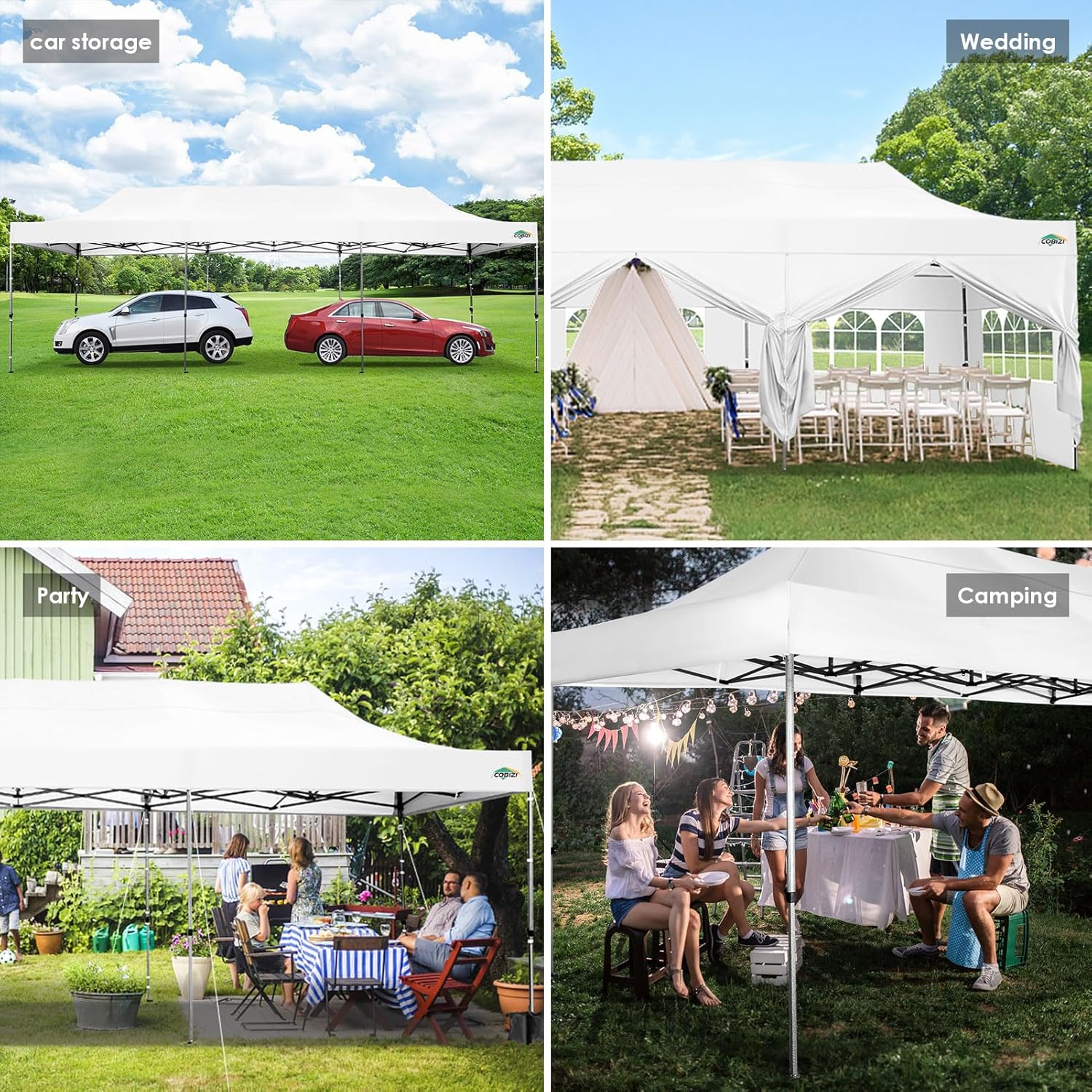 COBIZI 10x20 Heavy Duty Pop up Canopy Tent 6 sidewalls Commercial Canopy Wedding Party Tents