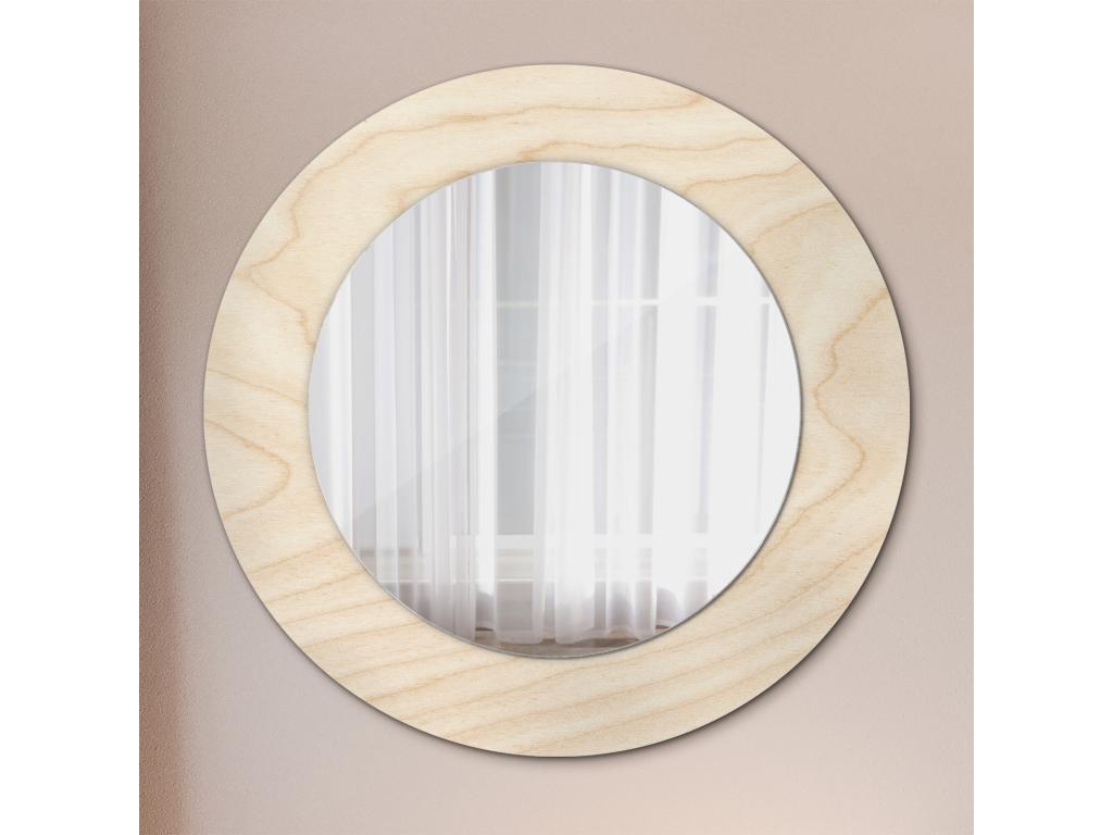 Espejo decorativo redondo - Madera clara - 50 cm