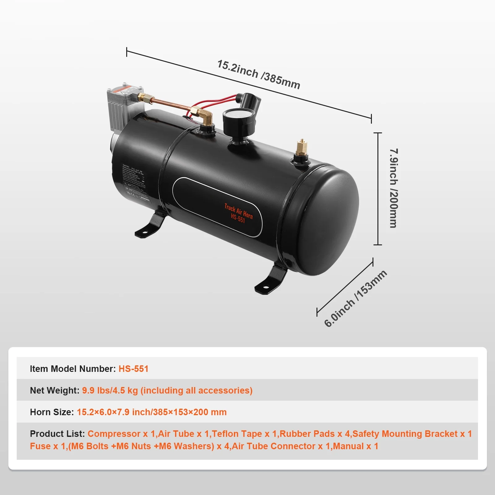 KFFKFF 12V Air Compressor System, 0.8 Gal/3L Tank, 120 psi, Ideal for Train Horns, Tire Inflation, and Air Mattresses, Onboard Compressor with Tank - Image 8