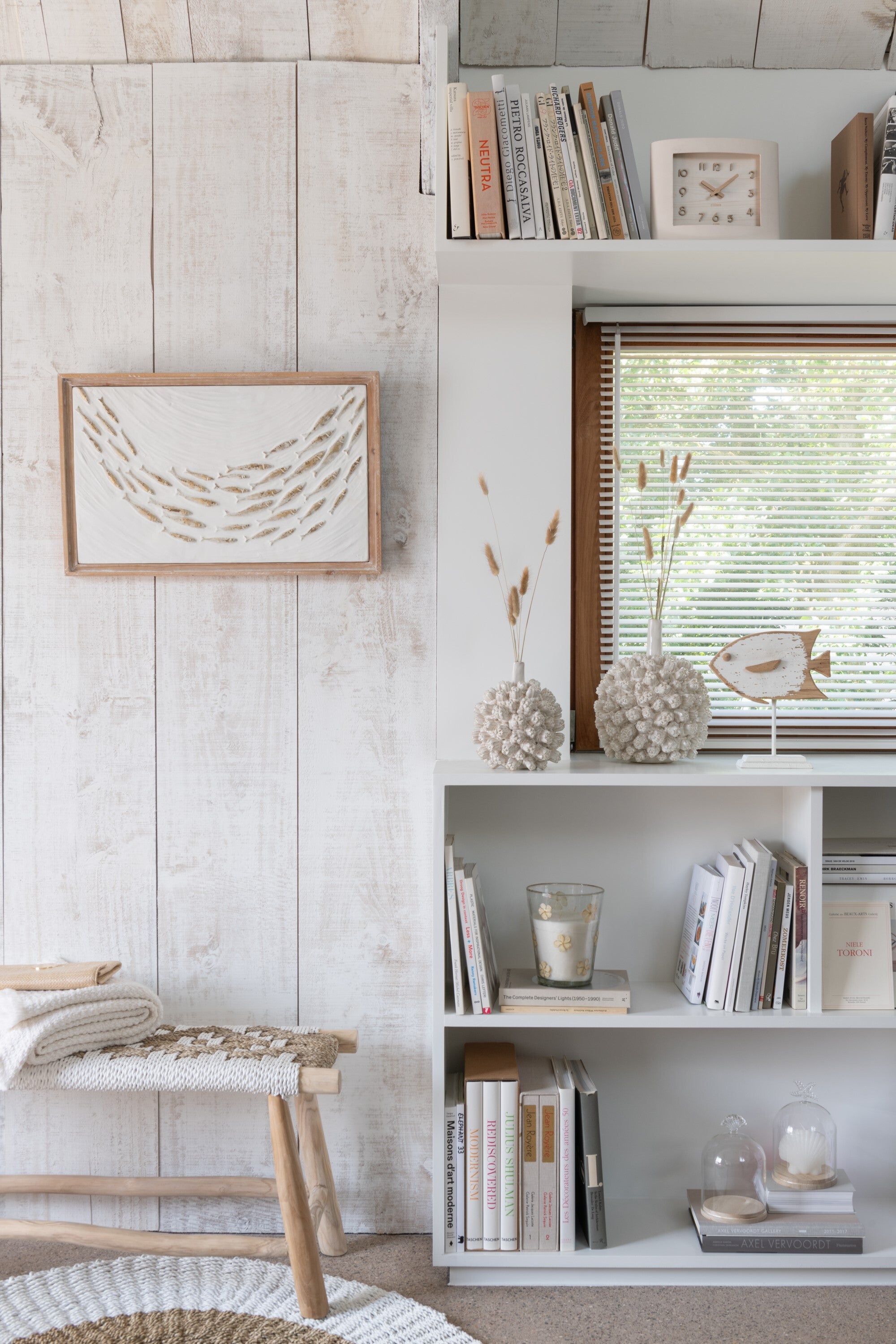 J-Line vaas Saki - keramiek - wit - large - Ø 24.5 cm