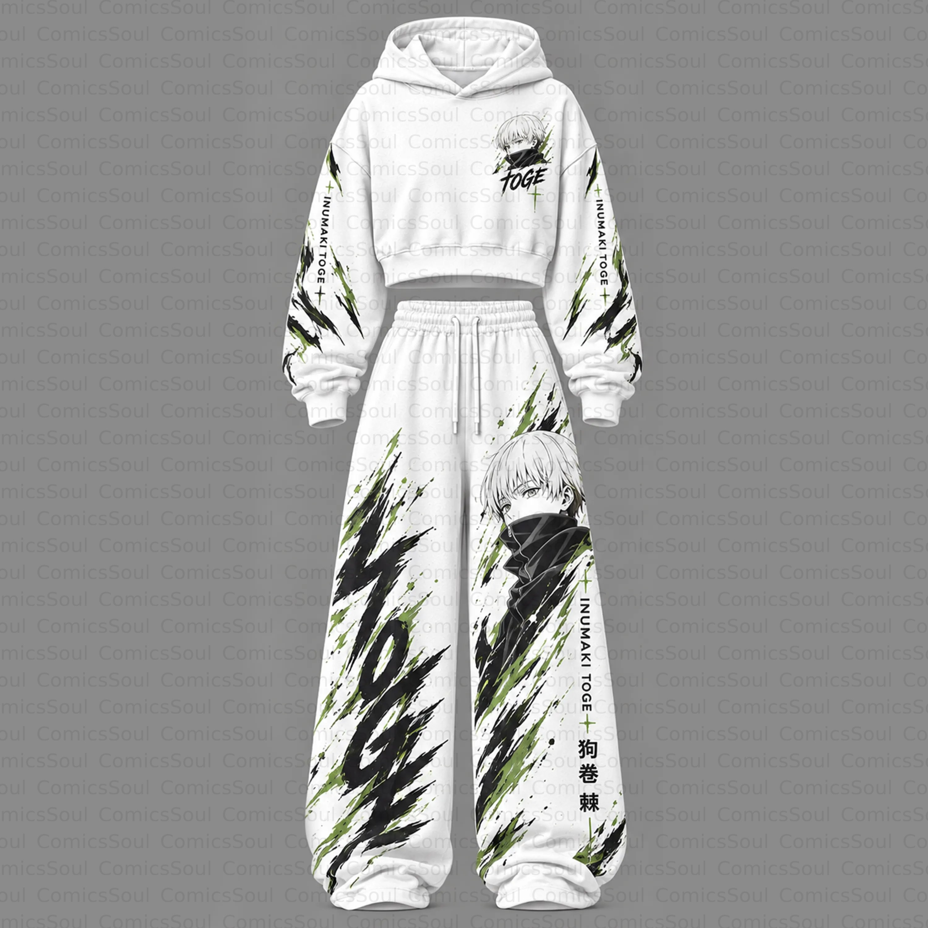 Jujutsu Kaisen Cropped Long Sleeve Hoodie & High Waist Jogger Pants Two Piece TeeThreads Sustain the Scene with Custom Apparel