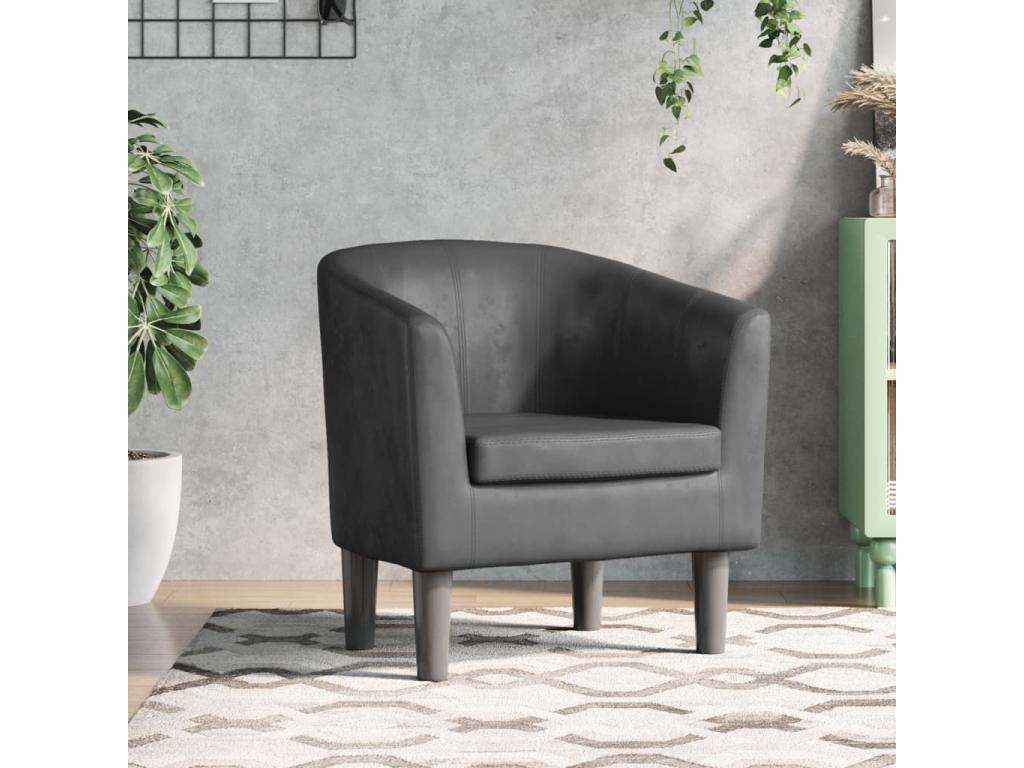 Sillón convertible de piel sintética gris