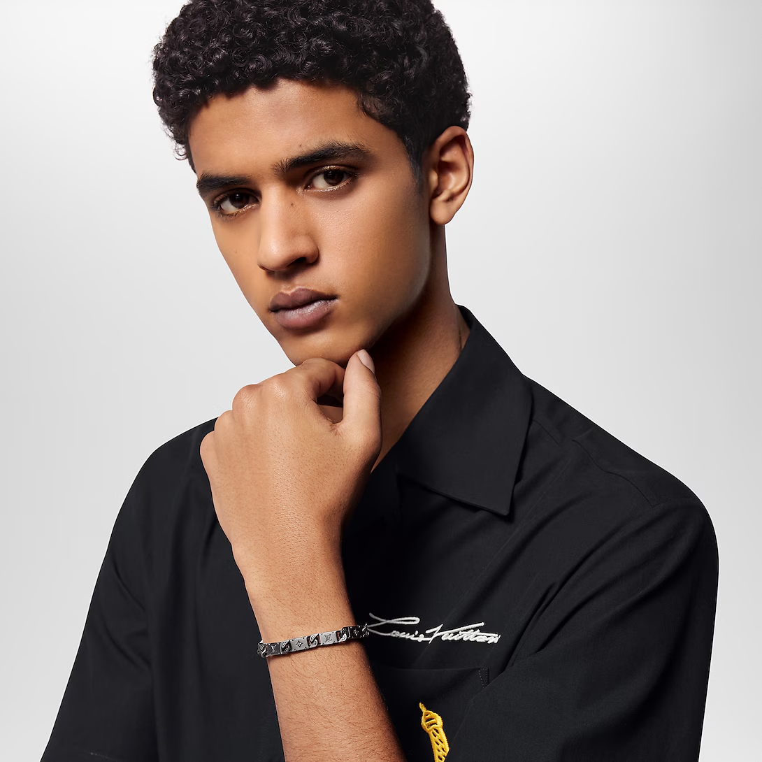 Louis Vuitton Men's Black Gold Monogram Tied Up Bracelet - Original Replica Club