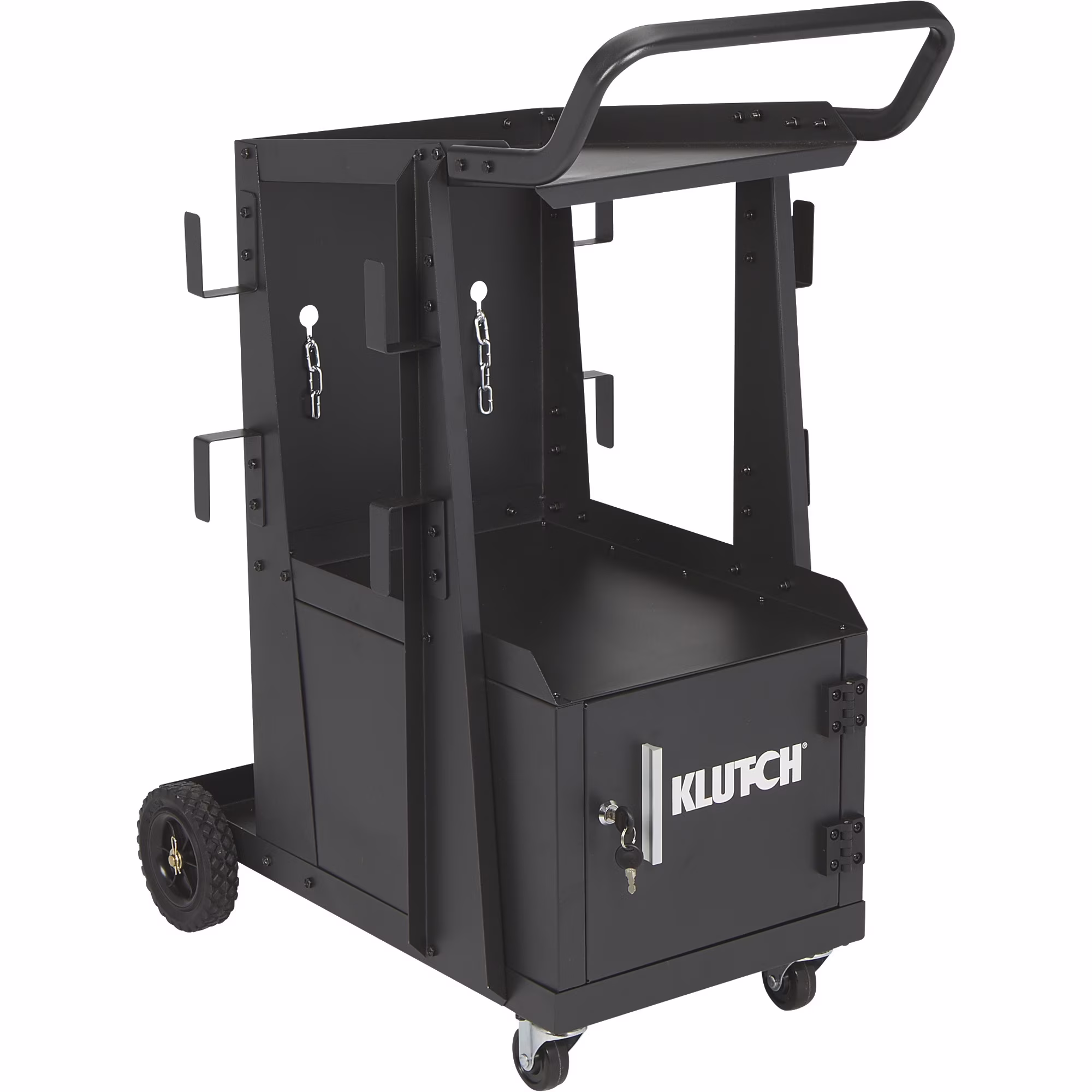 Klutch 2-Tier Welding Cart with Locking Cabinet, 31-1/2in.L x 16-1/8in.W x 28in.H - image 1