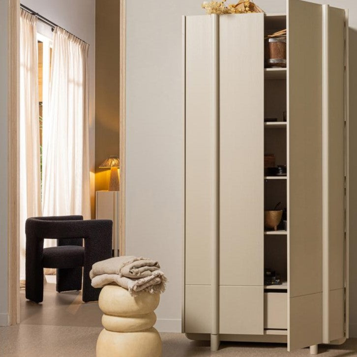 WOOOD Basu Hoge Opbergkast Grenenhout B 100 cm - Dust