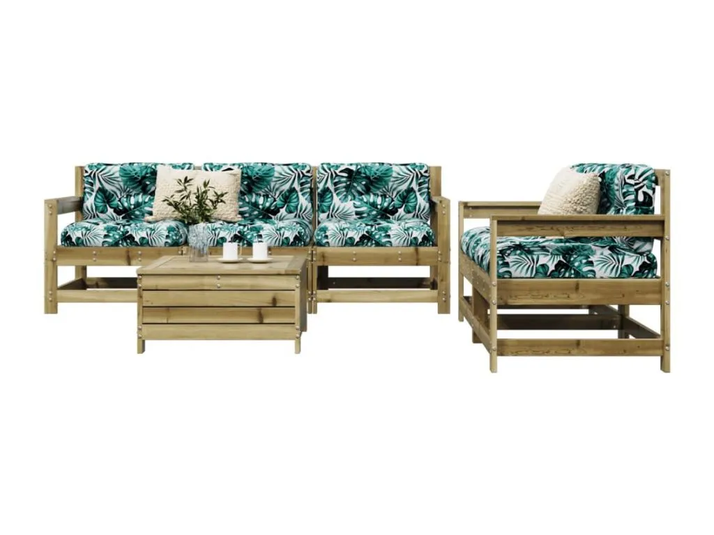 Juego de sofás de jardín 6 piezas Sancaldeco impregnada YDTP28154