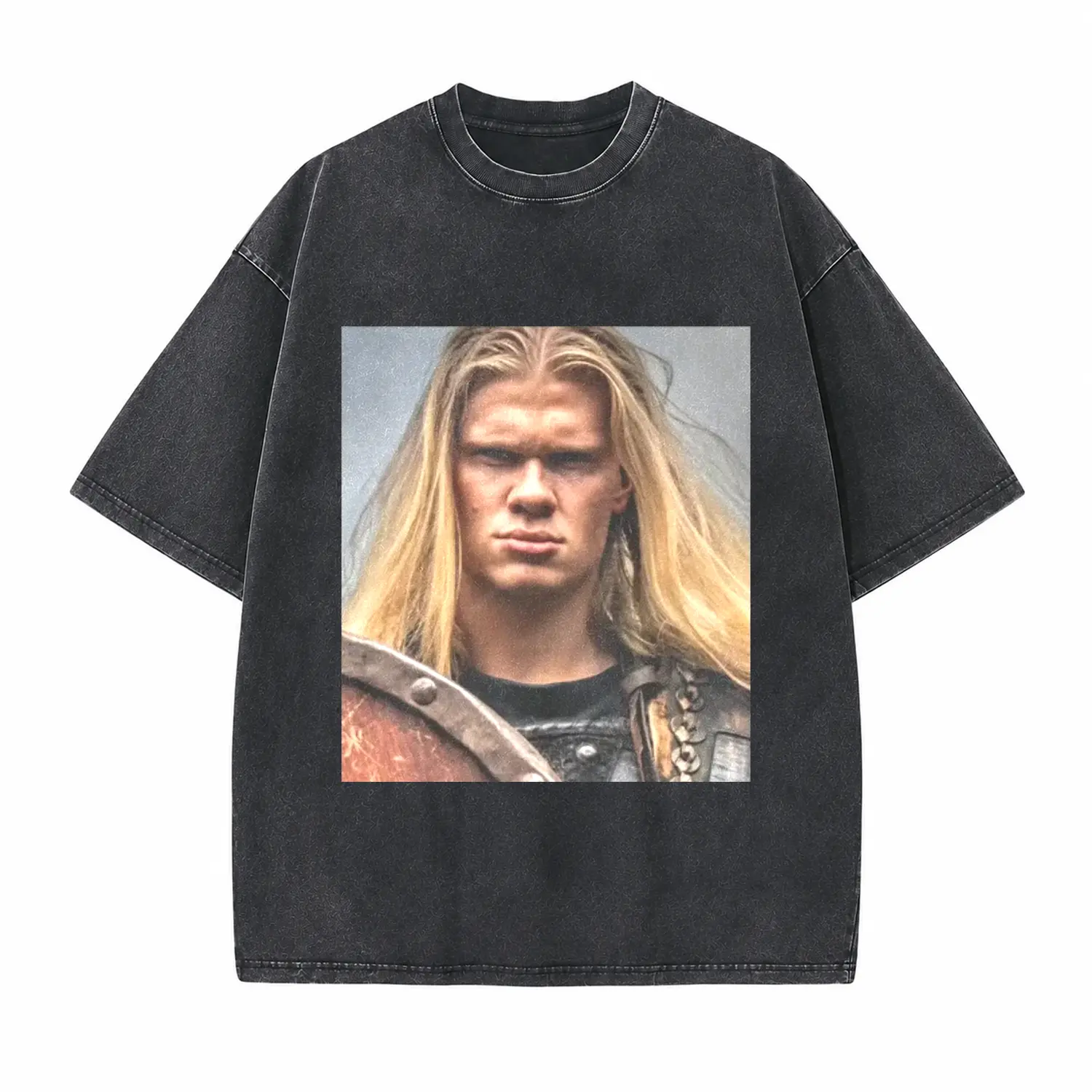 Vintage Nordic Viking Warrior Graphic Printed Unisex Washed T-Shirt
