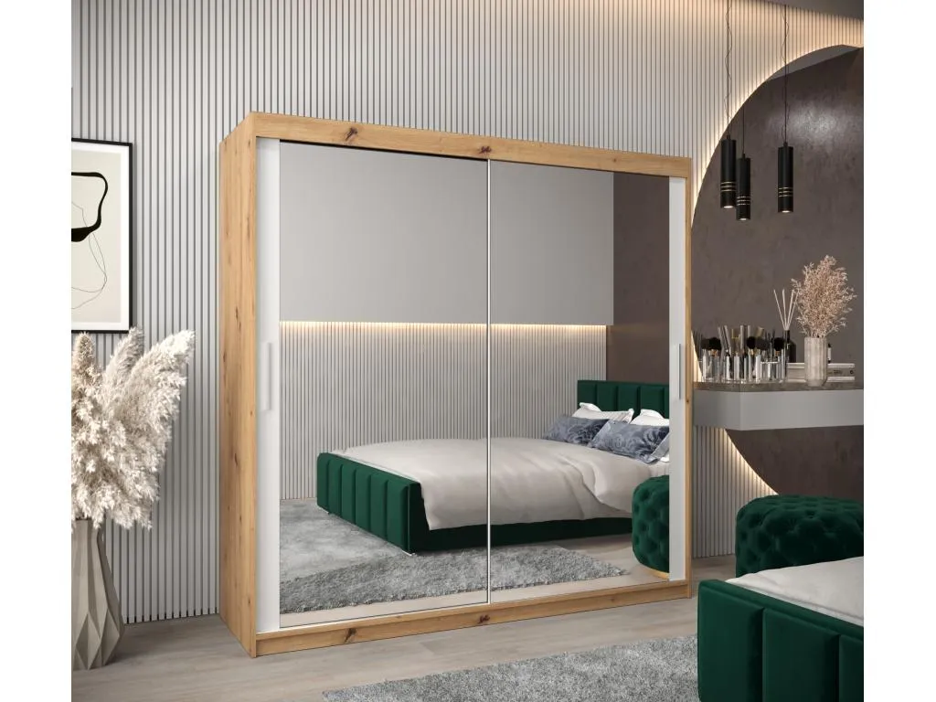 Armario Micasacool 3 de puertas correderas 200/200/62 2 puertas (artisan/blanco)