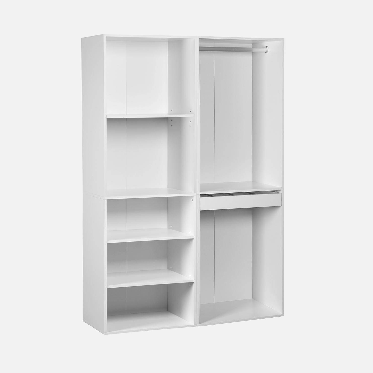 Modulo - Vestidor con 5 estantes, una barra de colga y portapantalones