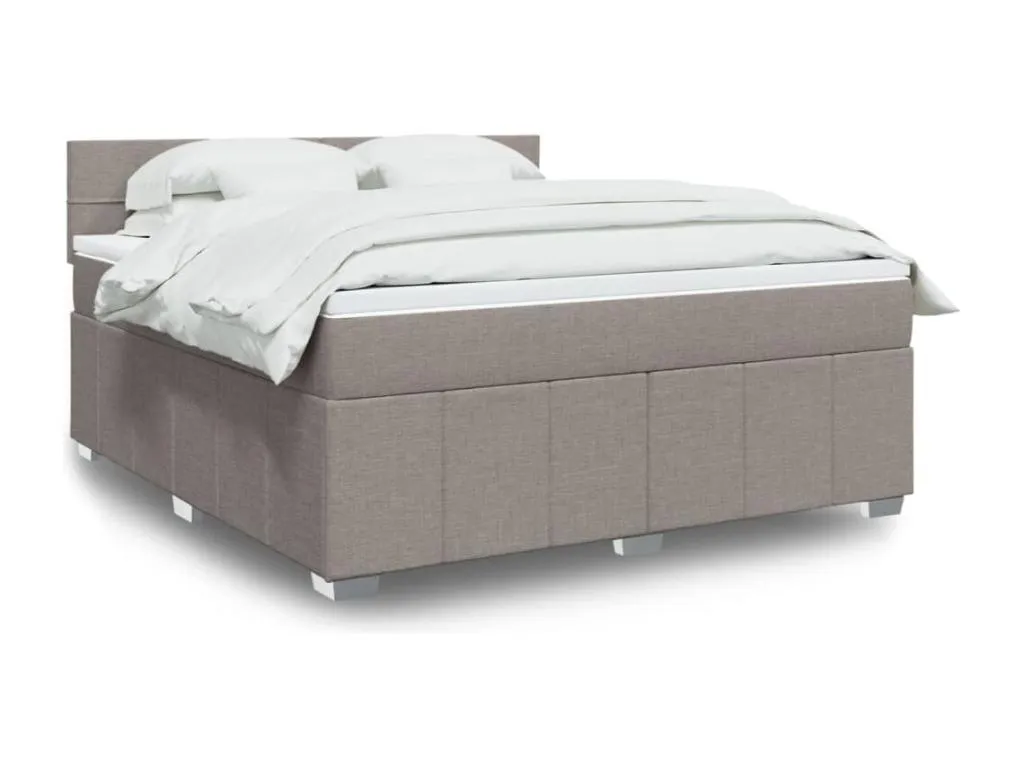 Cama box spring con colchón tela gris taupe 180x200 cm zli3521958