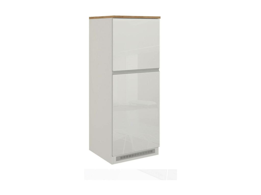 Despensa de cocina Dcasasol, Armario multiusos, Mueble cocina, Soporte multifuncional para frigorífico, 100% Made in Italy, 60x60h165 cm, Tucasago brillo y roble