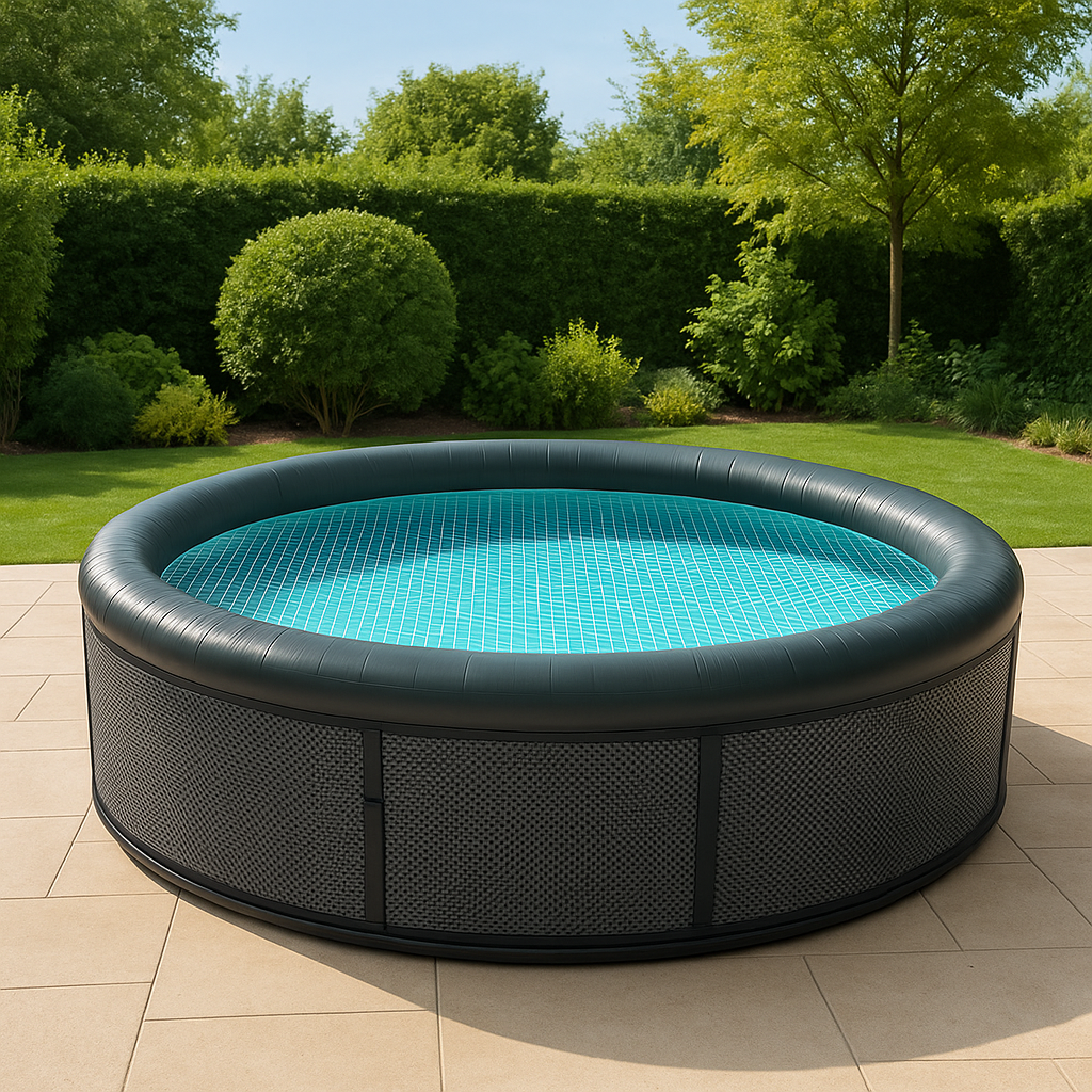 Piscina tubular redonda Redonda Sí Piscina Tubular PVC, Acero Jardín, Terraza Negro 305x100 cm