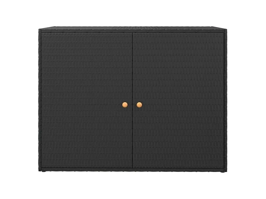 Francomuebleses Armario de almacenaje de jardín ratán PE negro 100x55.5x80 cm