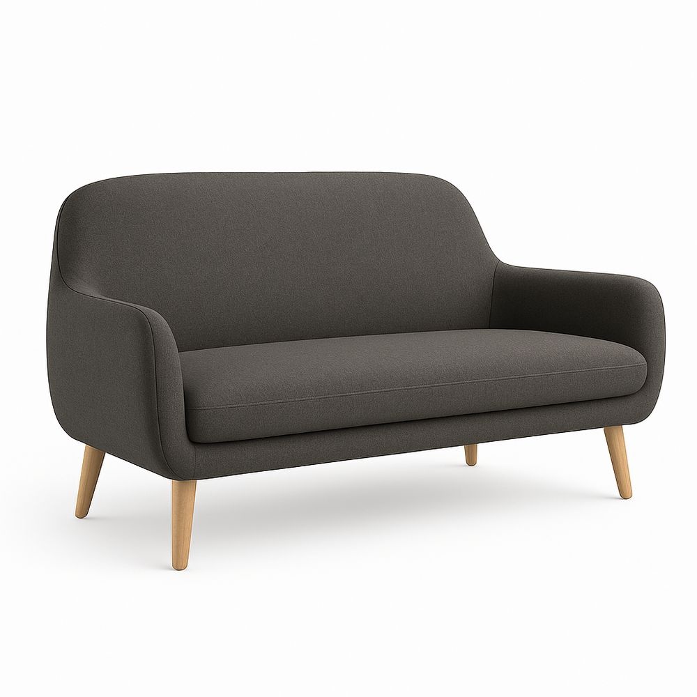 Sofá de Tela Gris Oscuro 2 Plazas con Patas de Madera 175x80x85 cm