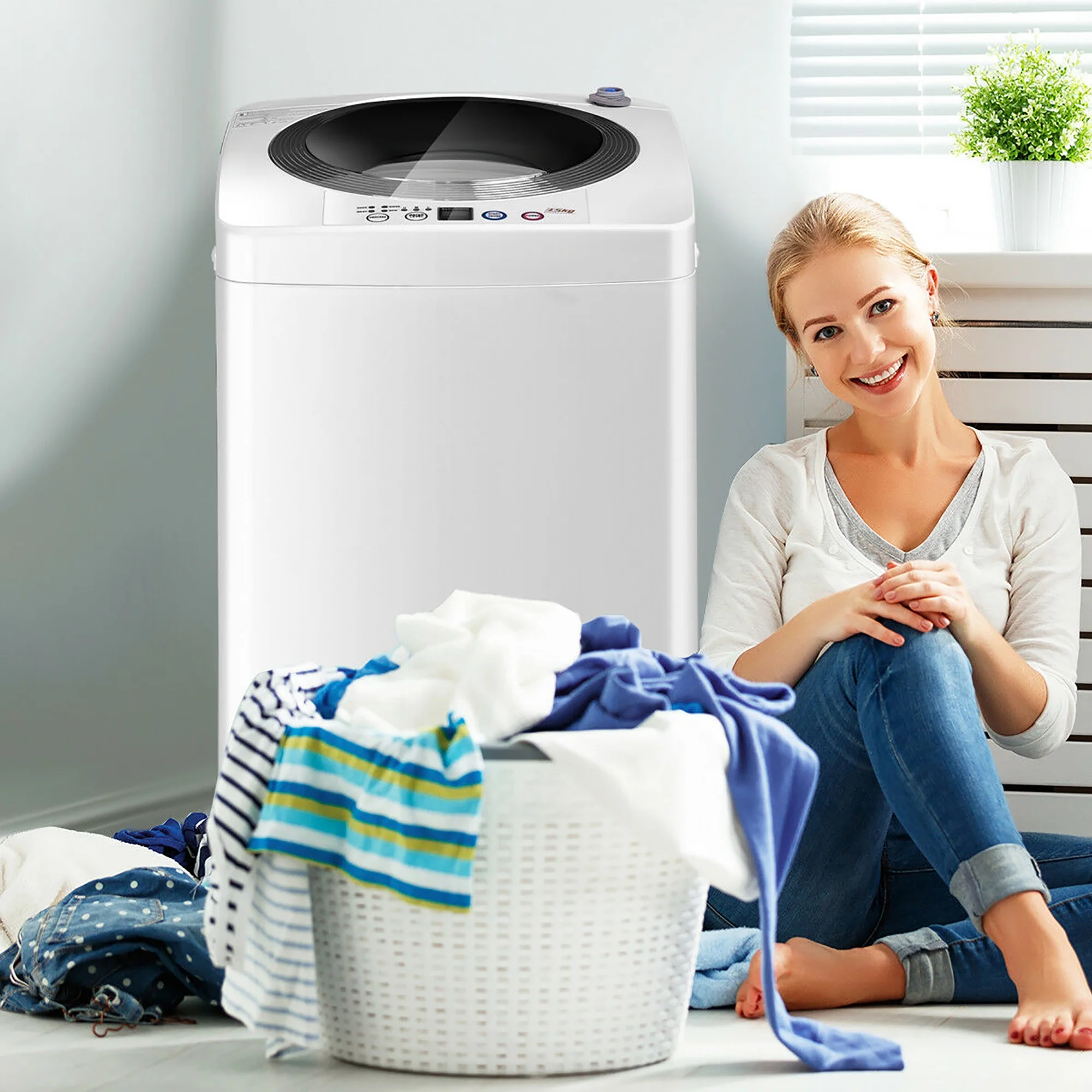 Costway Full-Automatic Laundry Wash Machine Washer Spinner Drain Pump - Image 3