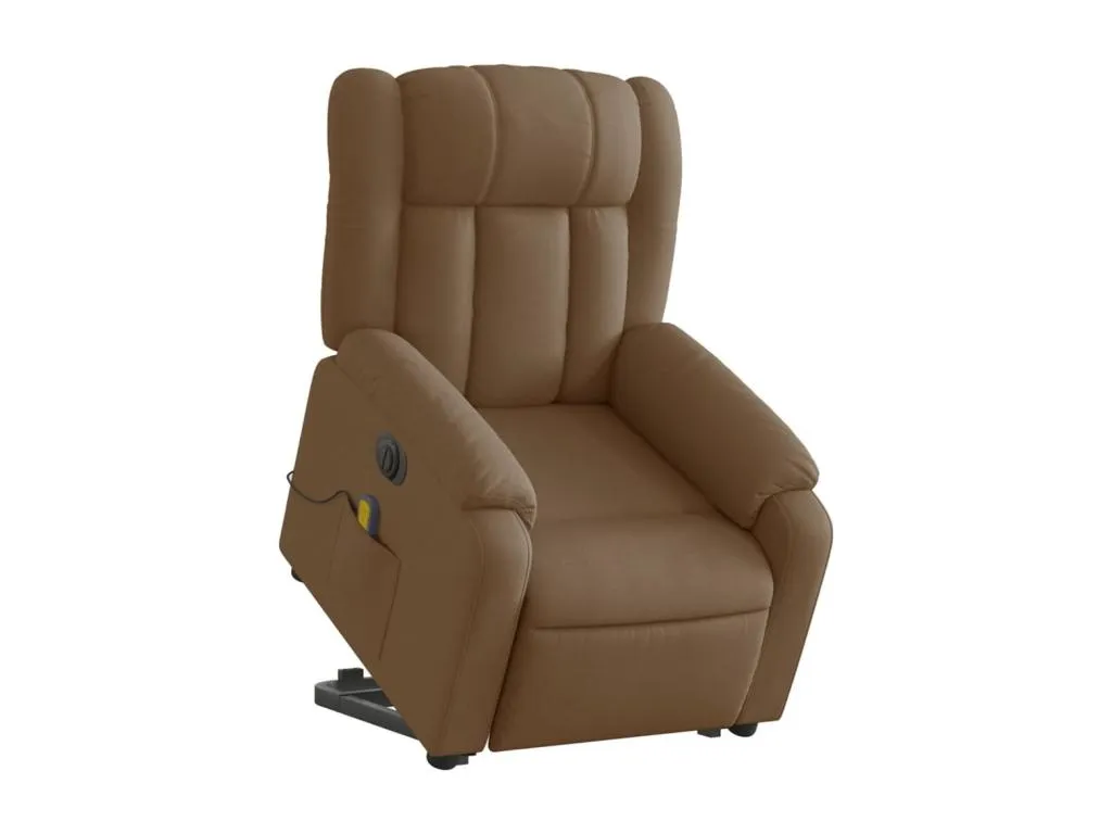 Sillón de masaje eléctrico reclinable elevable tela marrón