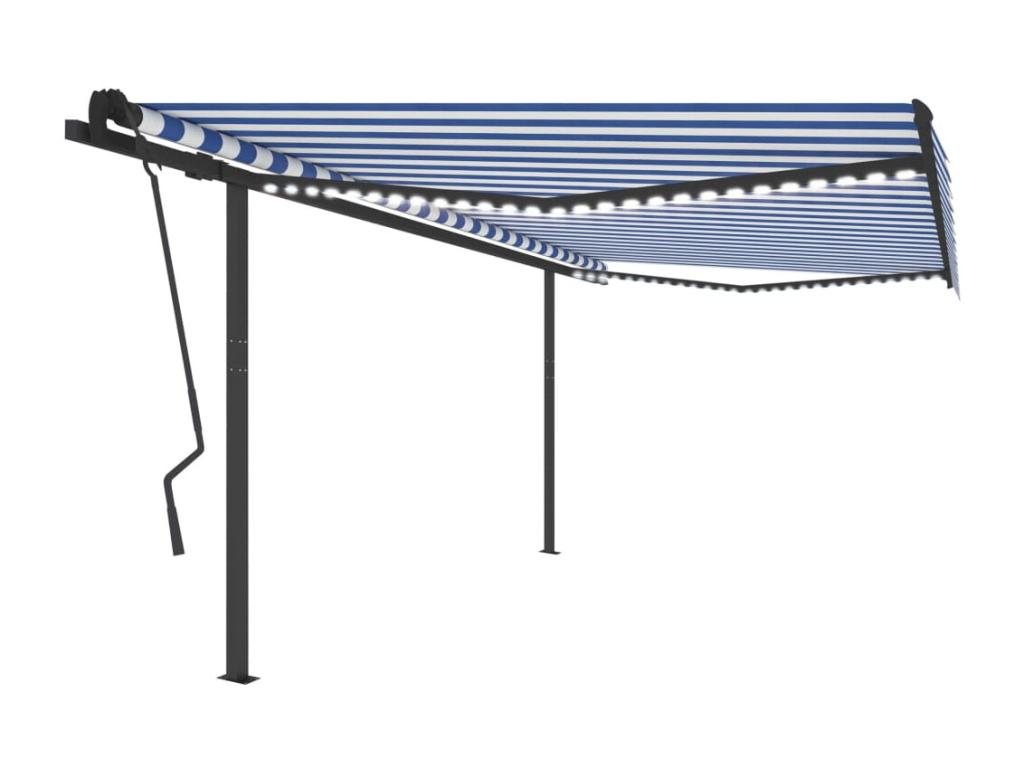 Toldo automático sensor viento LED 4,5x3,5 Azul y Lujodec