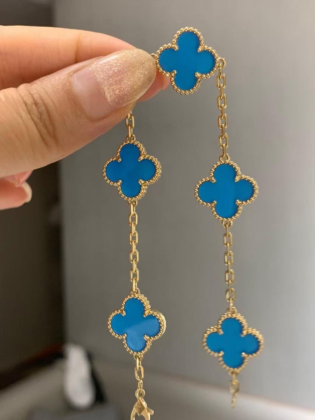 VCA Blue Vintage Alhambra Five Clover Bracelet - Original Replica Club