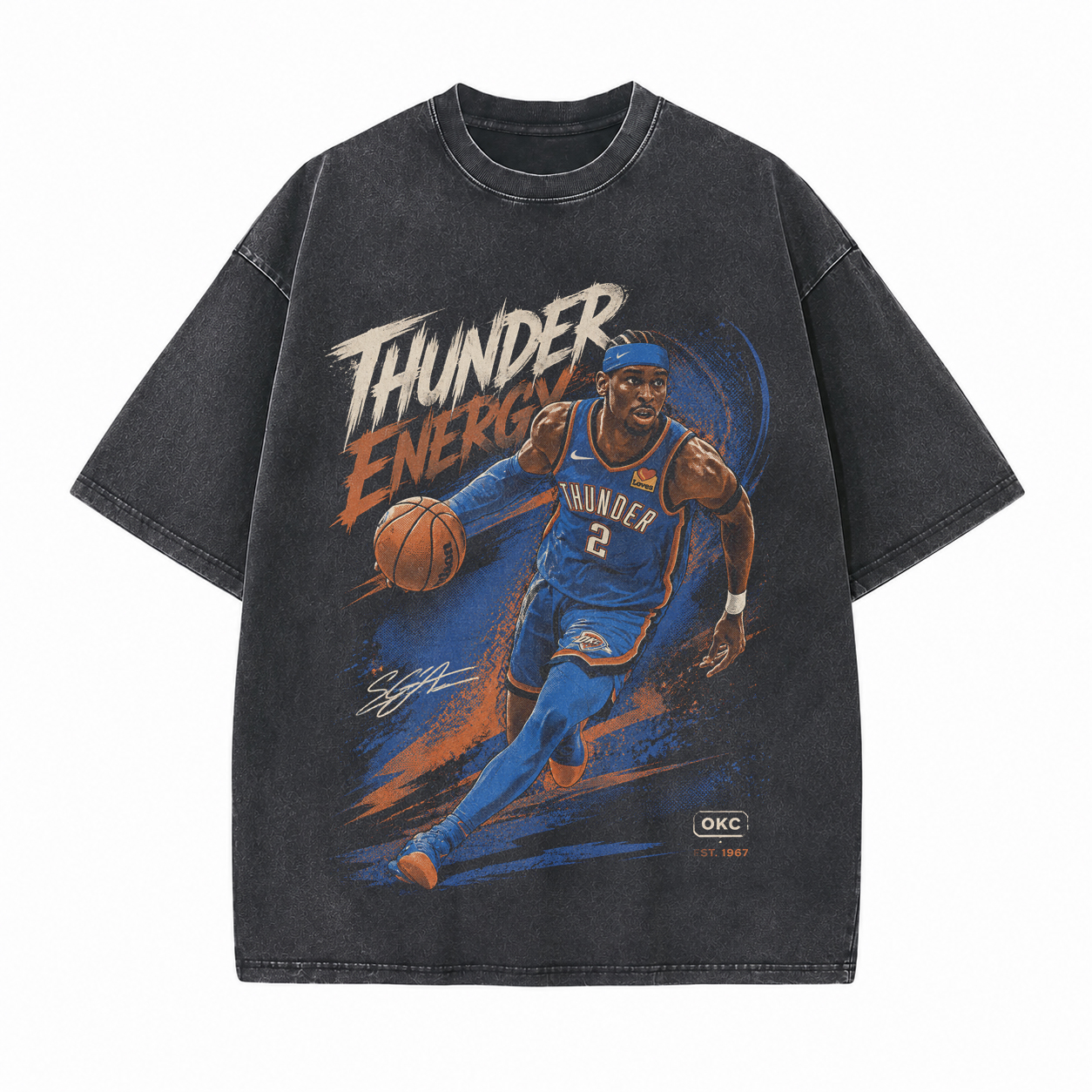 Thunder Energy Printed Unisex Washed T-Shirt