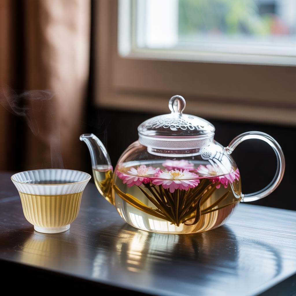 Teabloom Flowering Tea - 12 Unique Varieties of Fresh Blooming Tea Flowers - Hand-Tied Natural Green Tea Leaves & Edible Flowers - 12-Pack Gift Canister - 36 Steeps, Makes 250 Cups