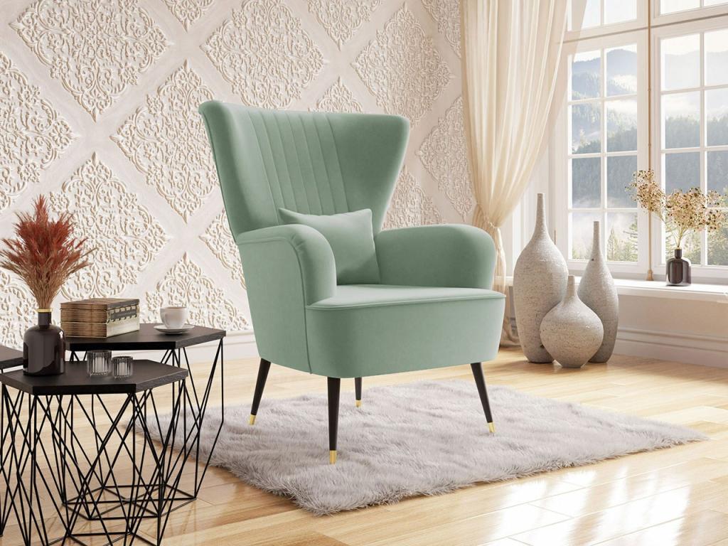 Sillón Luzssnh 111 - Turquesa - 103x82x85cm - Tapiz - Patas Metal
