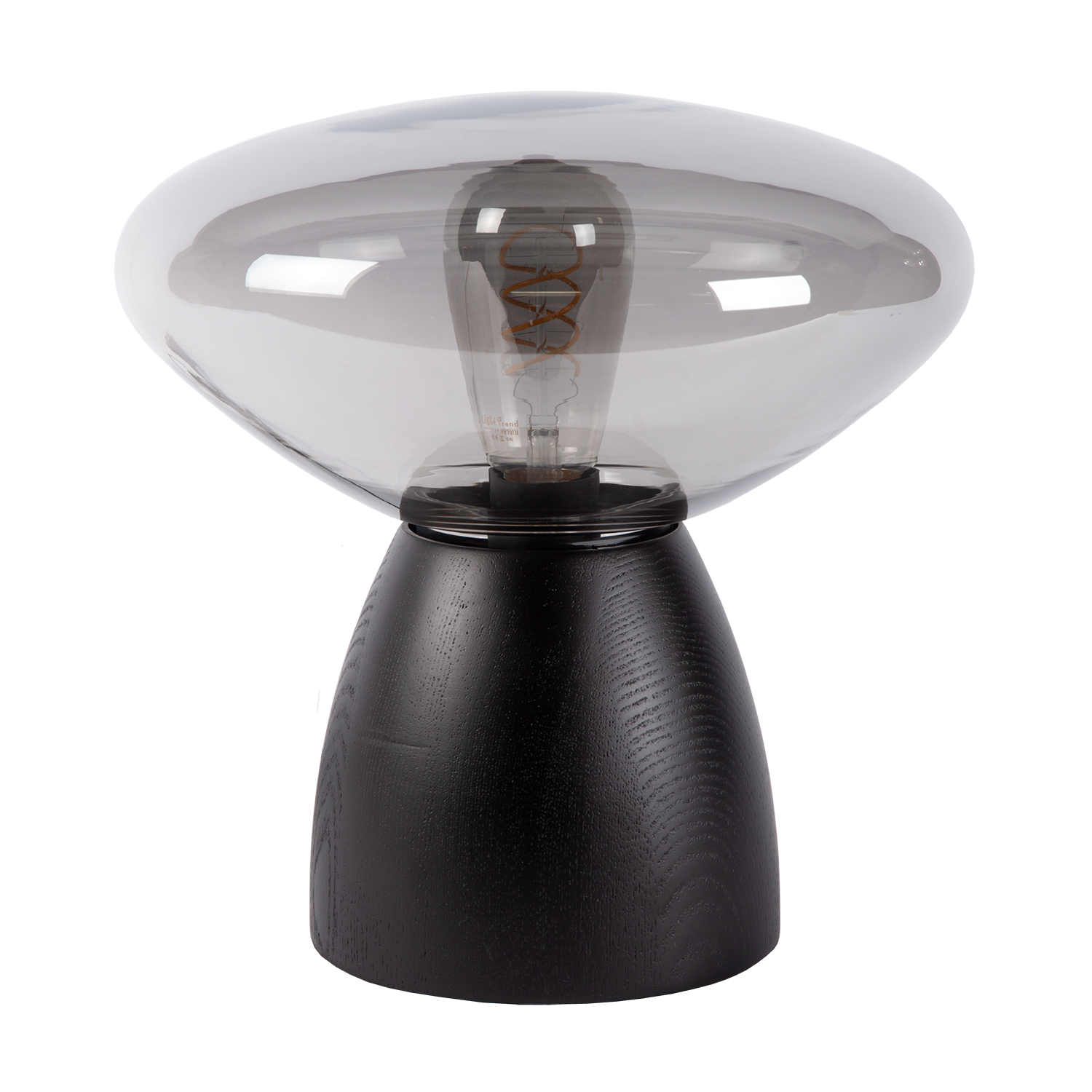 Atmooz Tafellamp Cannes - Zwart Eikenhout & Gerookt Glas - Ø 29 cm