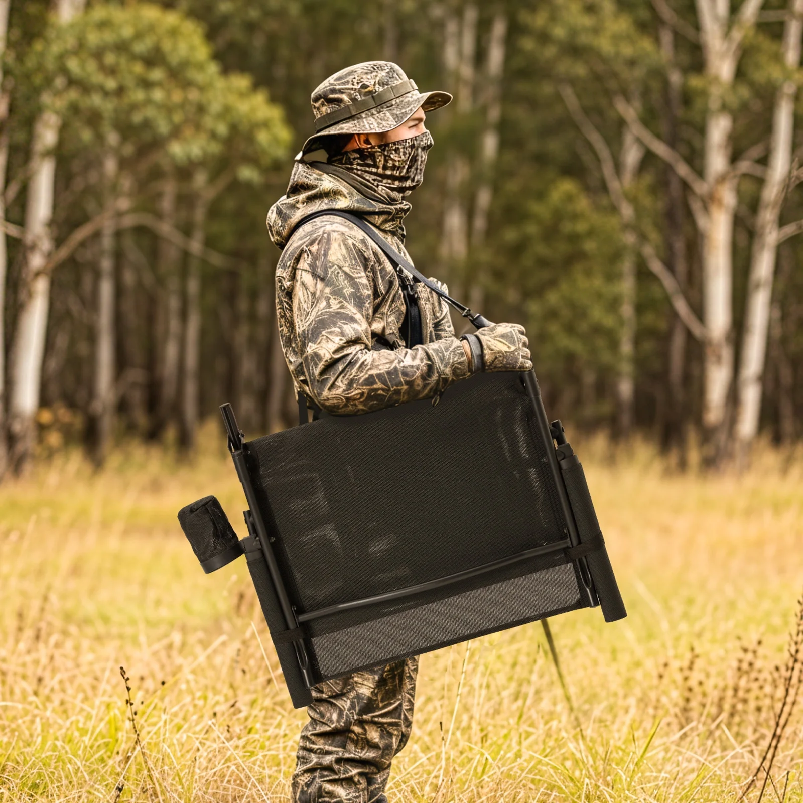Danrelax 360- Silent Camo Hunting Blind Chair, Armrests, Side Pouch, Telescopic Legs - Image 2