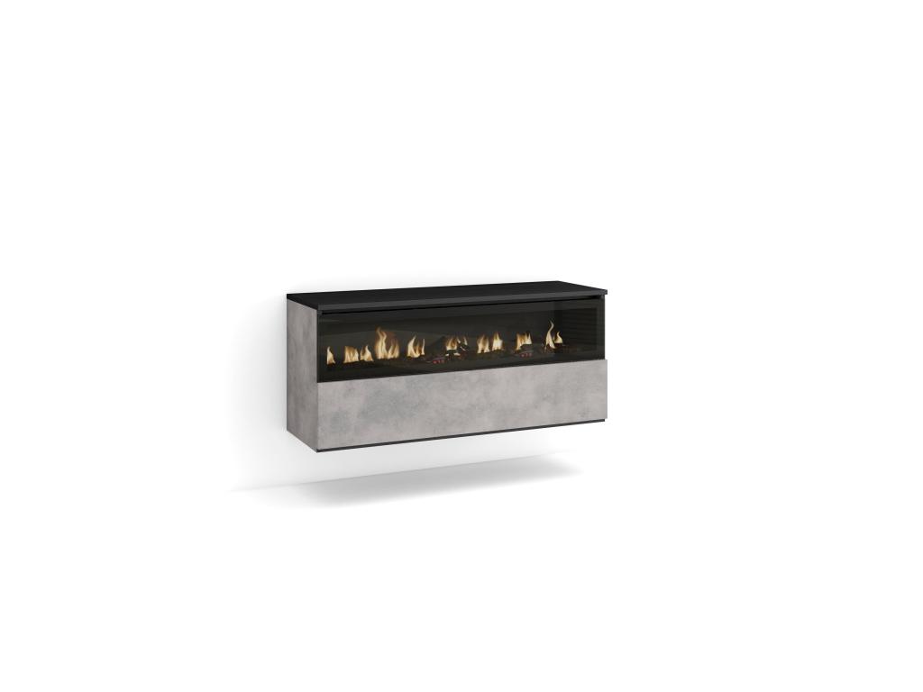 Chimenea eléctrica LED, 102x45x35cm, 1 Hueco, 1 Puerta, Chimenea eléctrica, Colgado, Suspendido, Cemento