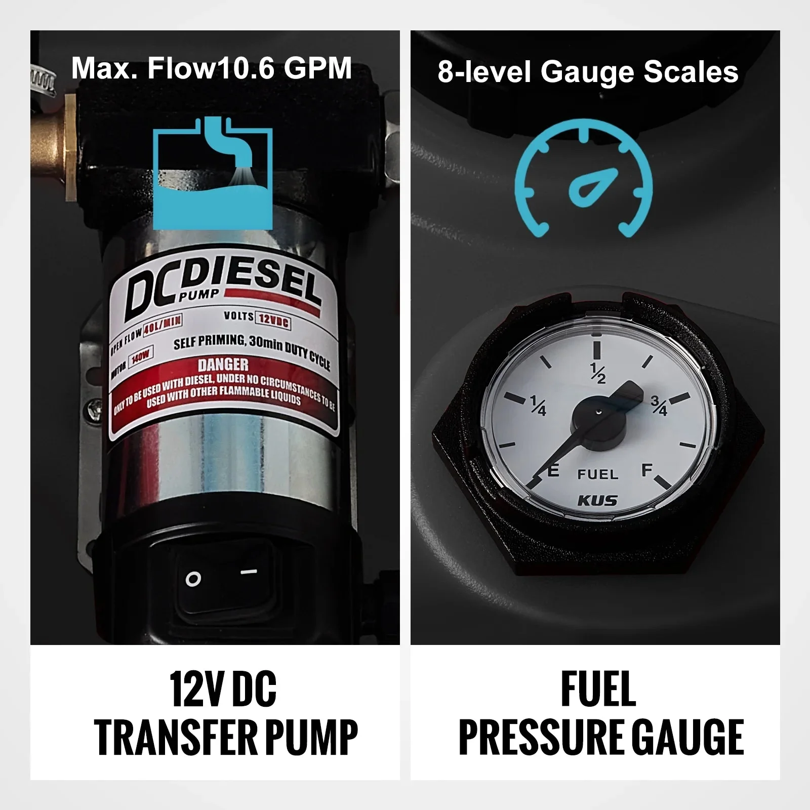 VEVOR Portable Diesel Fuel Tank, 116 Gallon, 10 GPM, 12V, 13.1 ft Hose, Red - YDIES4OOL-E - Image 11 VEVOR Portable Diesel Fuel Tank, 116 Gallon, 10 GPM, 12V, 13.1 ft Hose, Red - YDIES4OOL-E - Image 11