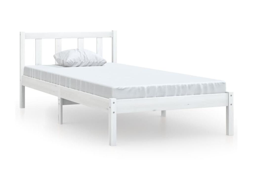 Mueblescolor cama madera maciza de pino individual 90x190 cm Blanco