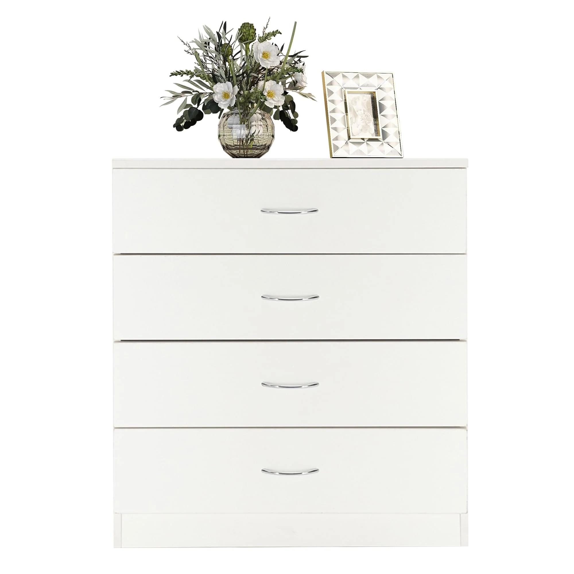 BTMWAY 4 Drawers Chest of Drawers, Wooden Chest of Drawers Storage Cabinet, Heavy Duty Wood Dresser Chest Cabinet for Bedroom, 25.98'' x 14'' x 22.05'', White - Image 3
