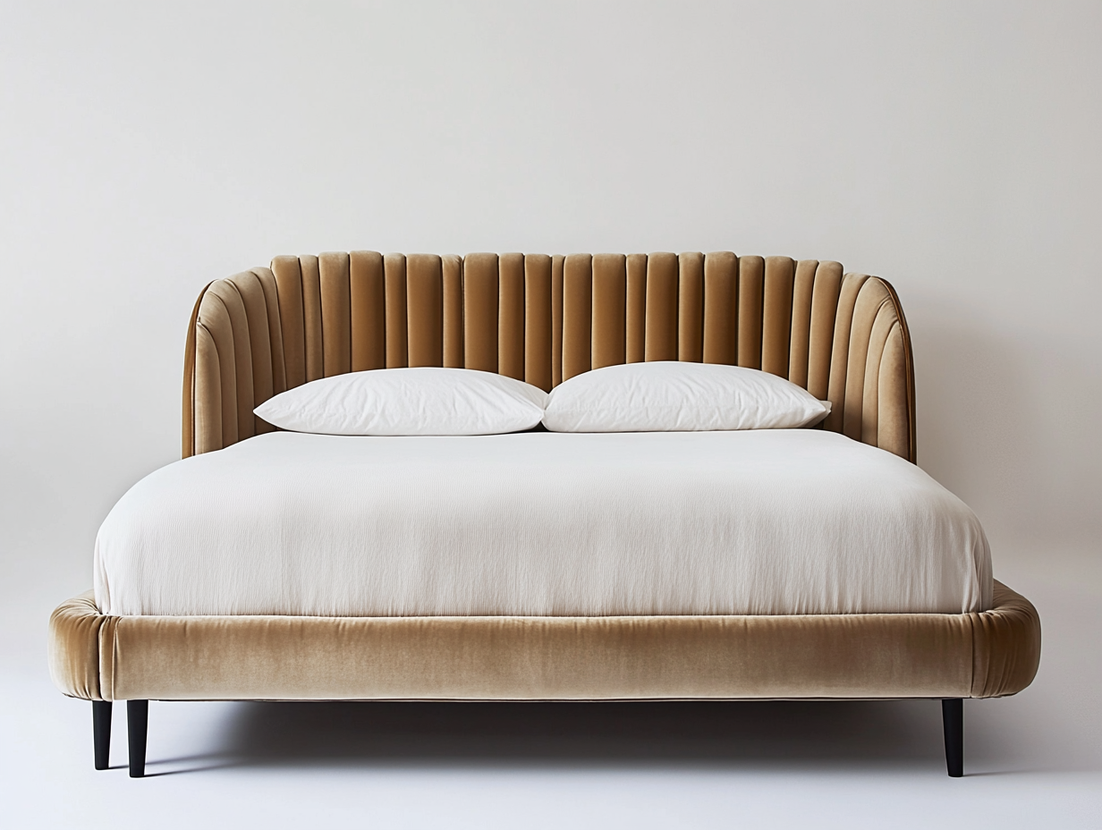 Cama Doble Beige Terciopelo para Dormitorio 200x160x95 cm