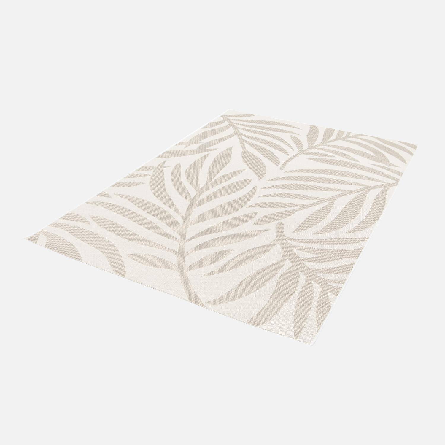 Kate - Alfombra interior/exterior motivo vegetal beige poliéster reciclado