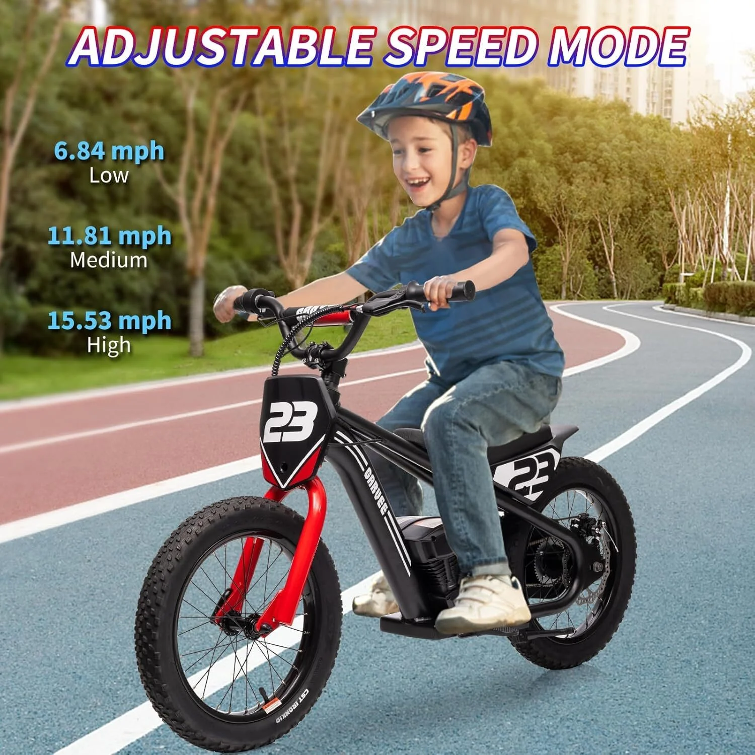 Aoile Electric Dirt Bike for Kids, 24V 5.2Ah Electric Motorcycle with 16" Tires, Electric Balance Bike w/Adjustable Speeds & Detachable Battery, Black - Image 2
